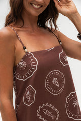 Maya Mini Dress - Hayman Print - Choc - The Self Styler