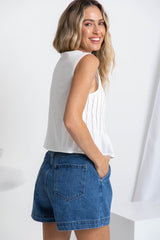 Reuben High-Rise Denim Shorts - Dark Blue Wash - The Self Styler - The Self Styler