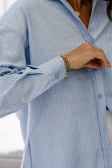 Abbie Relaxed-Fit Shirt - Blue and Brown Stripe - The Self Styler