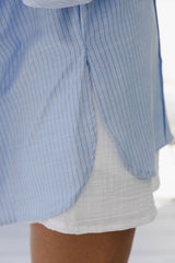 Abbie Relaxed-Fit Shirt - Blue and Brown Stripe - The Self Styler