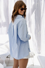 Abbie Relaxed-Fit Shirt - Blue and Brown Stripe - The Self Styler