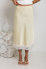 Lace Midi Skirt - Yellow - The Self Styler