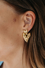 Valentine Heart Drop Earrings - Gold - The Self Styler