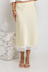 Lace Midi Skirt - Yellow - The Self Styler