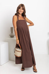 Billie Pleated Halter Maxi Dress - Chocolate - The Self Styler