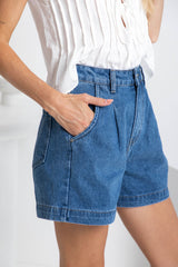 Reuben High-Rise Denim Shorts - Dark Blue Wash - The Self Styler - The Self Styler