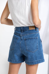 Reuben High-Rise Denim Shorts - Dark Blue Wash - The Self Styler - The Self Styler