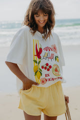 Holiday Oversized Tee - White - The Self Styler