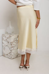 Lace Midi Skirt - Yellow - The Self Styler