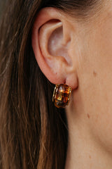 Ayla Mini Hoop Earrings - Amber and Gold - The Self Styler