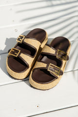 Aphrodite Woven Platforms - Natural Weave & Chocolate - The Self Styler