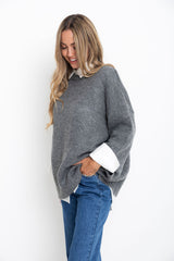Stella Knit Jumper - Charcoal Grey - The Self Styler