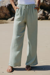 Zulu Cotton Pants - Sage Green - The Self Styler
