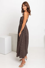 Indie Polka Dot Maxi Dress - Chocolate and White - The Self Styler