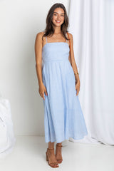 Simone Midi Dress - Light Blue Stripe - The Self Styler