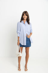 Aston Cotton Shirt - Chalk Blue - The Self Styler