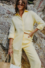 Lottie Relaxed-Fit Linen Shirt - Lemon - The Self Styler