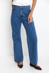 Dakota Straight-Leg Denim Jeans - Mid Blue Wash - The Self Styler Exclusive - The Self Styler