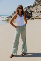 Zulu Cotton Pants - Sage Green - The Self Styler
