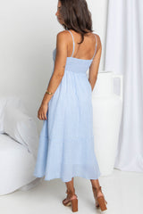 Simone Midi Dress - Light Blue Stripe - The Self Styler