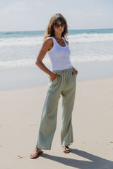 Zulu Cotton Pants - Sage Green - The Self Styler