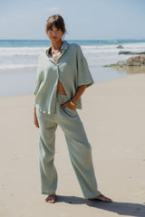 Theia Cotton Shirt - Sage Green - The Self Styler