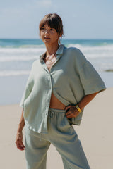 Theia Cotton Shirt - Sage Green - The Self Styler