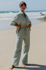 Zulu Cotton Pants - Sage Green - The Self Styler