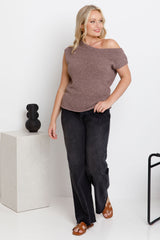 Avalon Off-The-Shoulder Top - Choc Marle - The Self Styler