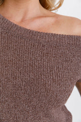 Avalon Off-The-Shoulder Top - Choc Marle - The Self Styler