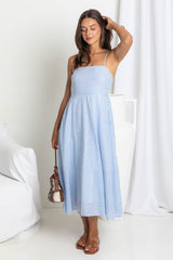 Simone Midi Dress - Light Blue Stripe - The Self Styler