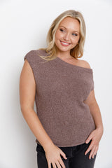 Avalon Off-The-Shoulder Top - Choc Marle - The Self Styler