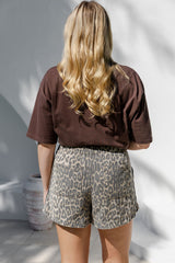 Kalea Denim Stripe Shorts - Leopard Print - The Self Styler