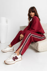 Jagger Wide-Leg Stripe Pant - Burgundy - The Self Styler