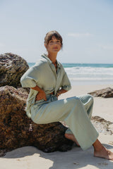 Zulu Cotton Pants - Sage Green - The Self Styler