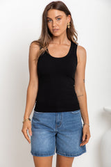 Leni Scoop Tank - Black - The Self Styler