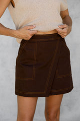 Sienna Denim Mini Skirt - Espresso - The Self Styler