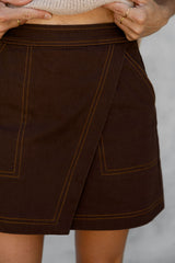 Sienna Denim Mini Skirt - Espresso - The Self Styler