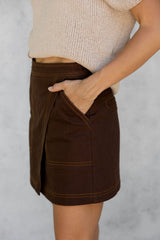 Sienna Denim Mini Skirt - Espresso - The Self Styler