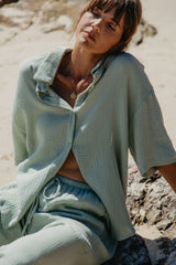 Theia Cotton Shirt - Sage Green - The Self Styler