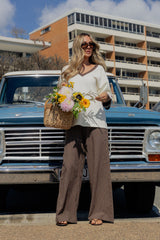 Stevie Relaxed-Fit V-Neck Tee - Butter and Chocolate