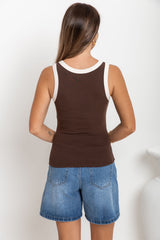 Hudson Contrast Tank - Brown and Cream - The Self Styler