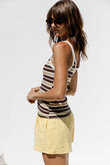 Elki Ribbed Tank Top - Choc Yellow Stripe - The Self Styler