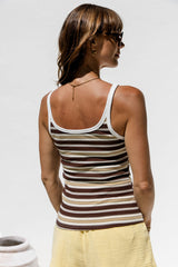 Elki Ribbed Tank Top - Choc Yellow Stripe - The Self Styler
