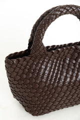 Lilah Woven Mini Tote Bag - Chocolate - The Self Styler