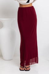 Leni Maxi Skirt - Wine - The Self Styler
