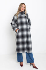 Carter Longline Coat - Black and White - The Self Styler