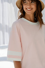 Blake Relaxed-Fit Stripe Tee - Pink and White - The Self Styler