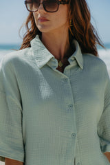 Theia Cotton Shirt - Sage Green - The Self Styler