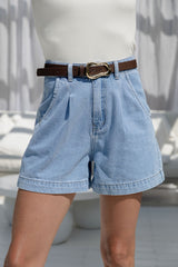 Reuben High-Rise Denim Shorts - Light Wash - The Self Styler - The Self Styler